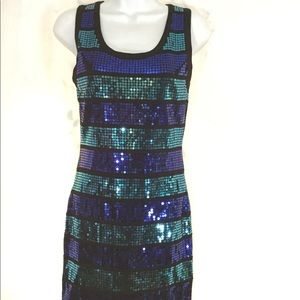 “Forever 21” Cobalt and teal sequin knit dress